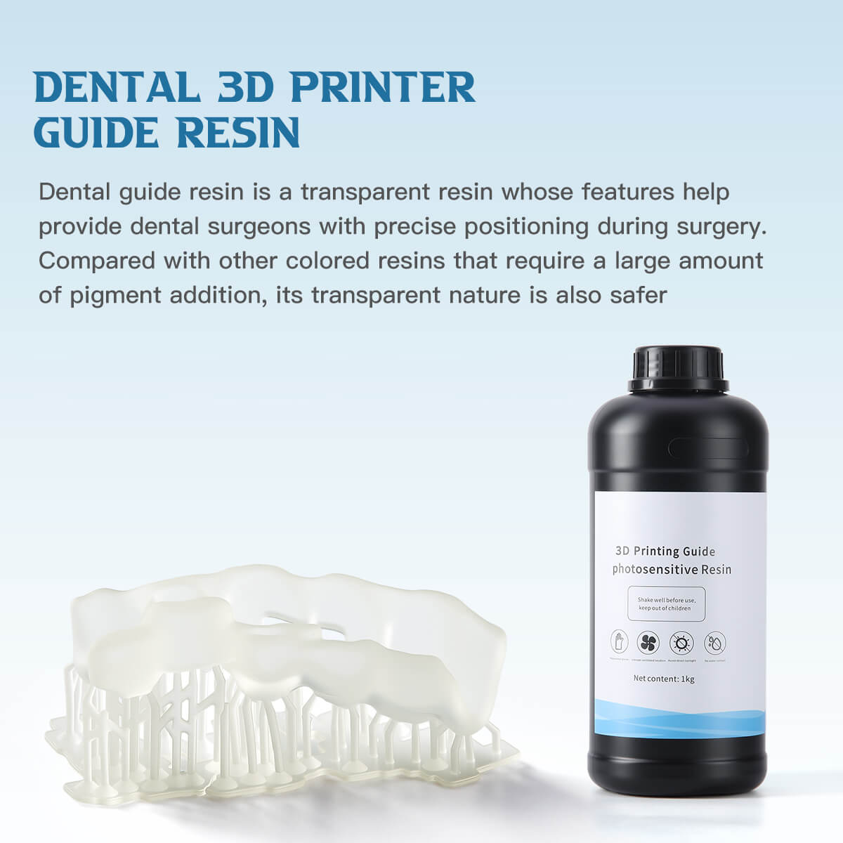 Dental 3D Printer Guide Resin Materials High Transparency 1KG/Bottle - azdentall.com