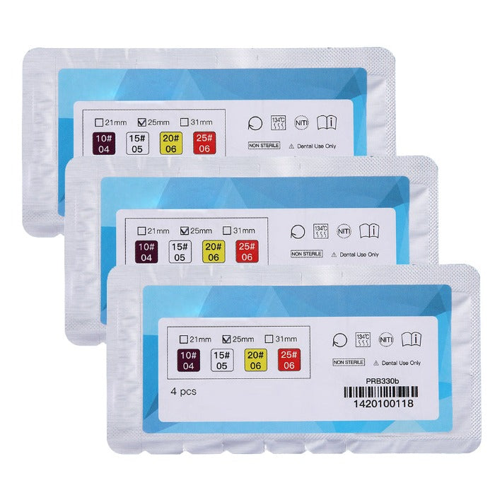 AZDENT Dental NITI Rotary Engine Files S Cross Section Heat Activated 25mm 4pcs/pk