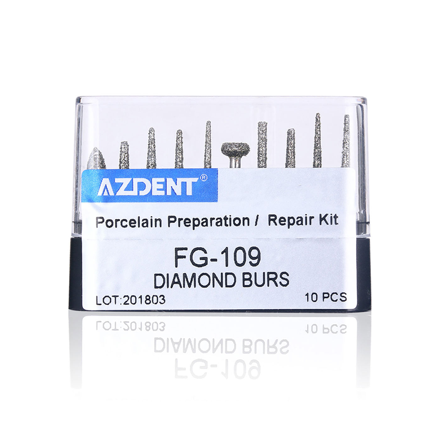AZDENT Dental Diamond Bur FG-109 Porcelain Preparation / Repair Kit 10