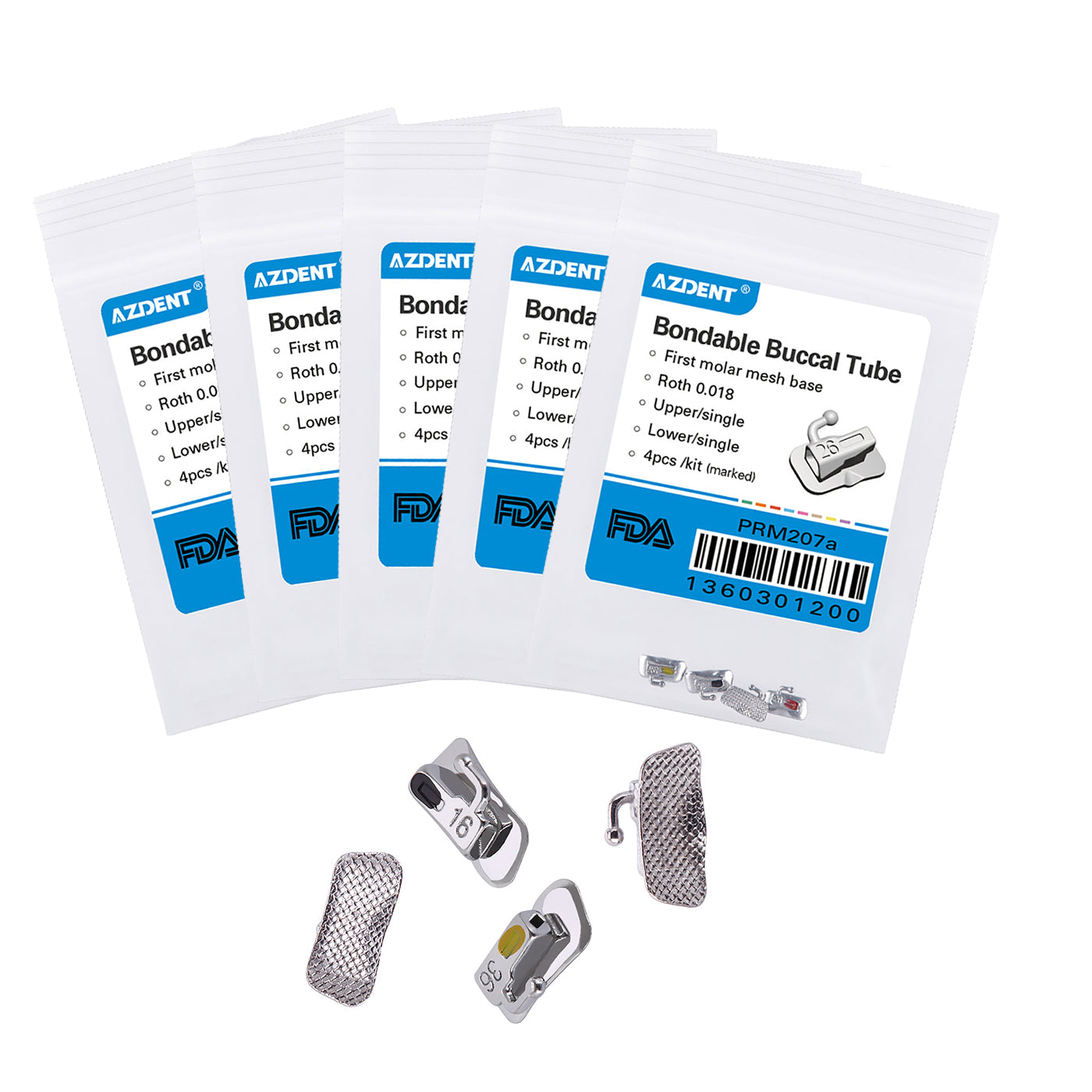 AZDENT Buccal Tube 2nd Molar Bondable Split Non-Convertible Roth 0.018 - Foto 4