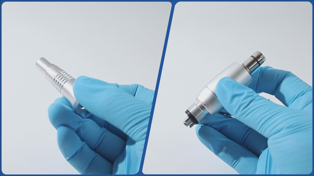 Load video: Dental Hygiene Prophy Handpiece Air Motor 4 Holes With 4:1 Reduction 360° Swivel - azdentall.com