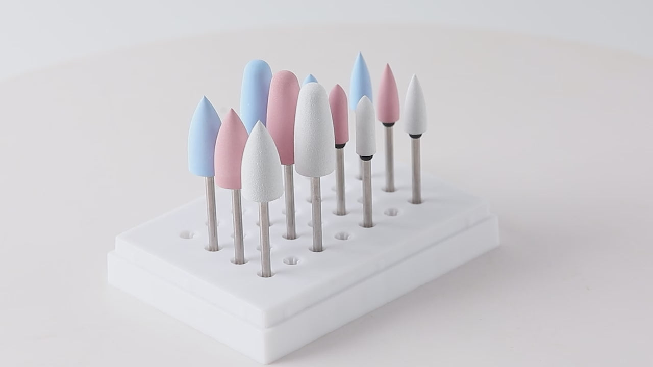 Load video: Dental Silicone Polishing Kit HP 2.35mm for Acrylics 12pcs/Box - azdentall.com