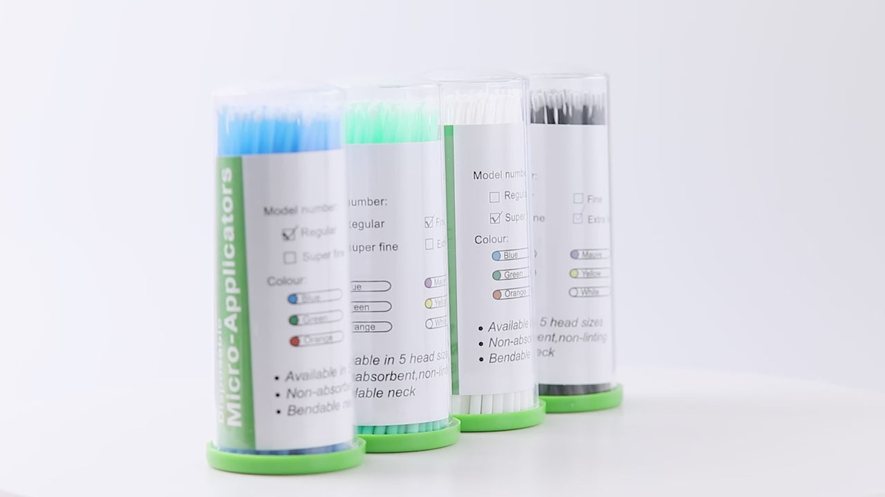 Load video: Disposable Dental Micro Applicator Brushes Regular /Fine/ Super Fine/ Extra fine 100pcs/Barrel - azdentall.com