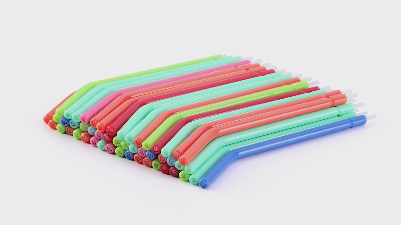 Load video: Dental Disposable Nozzle Gun Head Tip for Triple Air Water Syringe Colored 250pcs/Bag - azdentall.com