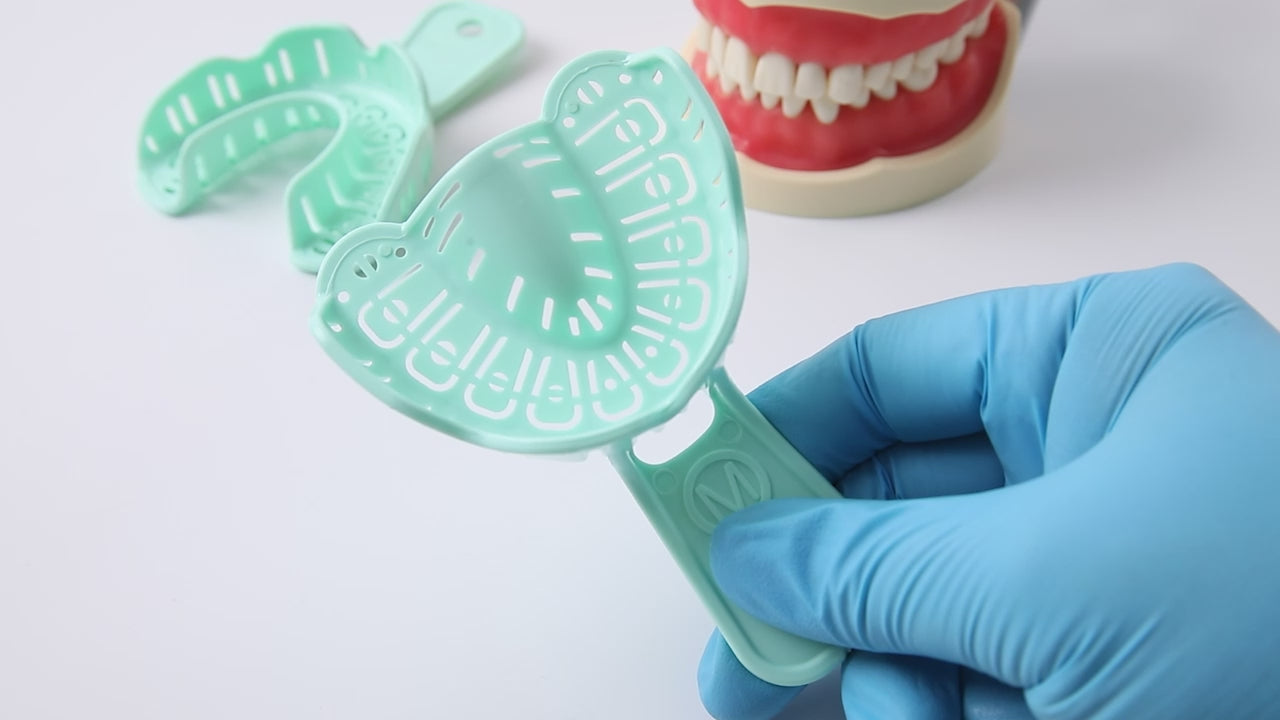 Load video: Dental Impression Trays Full Mouth for Teeth Mold Tray S M L Green 6pcs/Set - azdentall.com