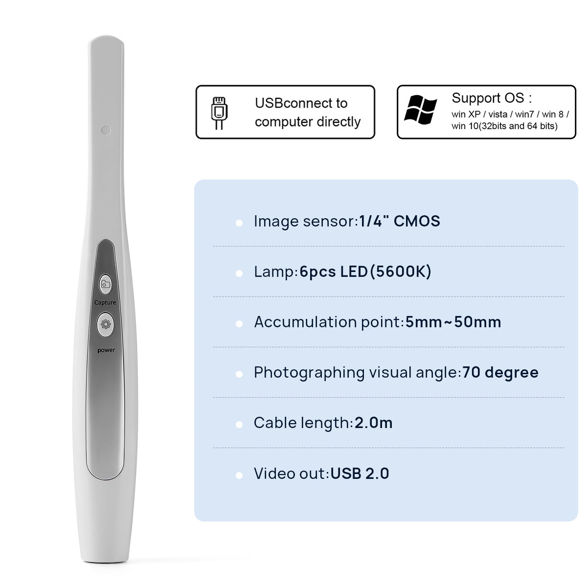 Dental USB Intraoal Camera 6 LED Lamp HD Camera Free Software U Disk Maximum 4.0Mega Pixels Auto-focus