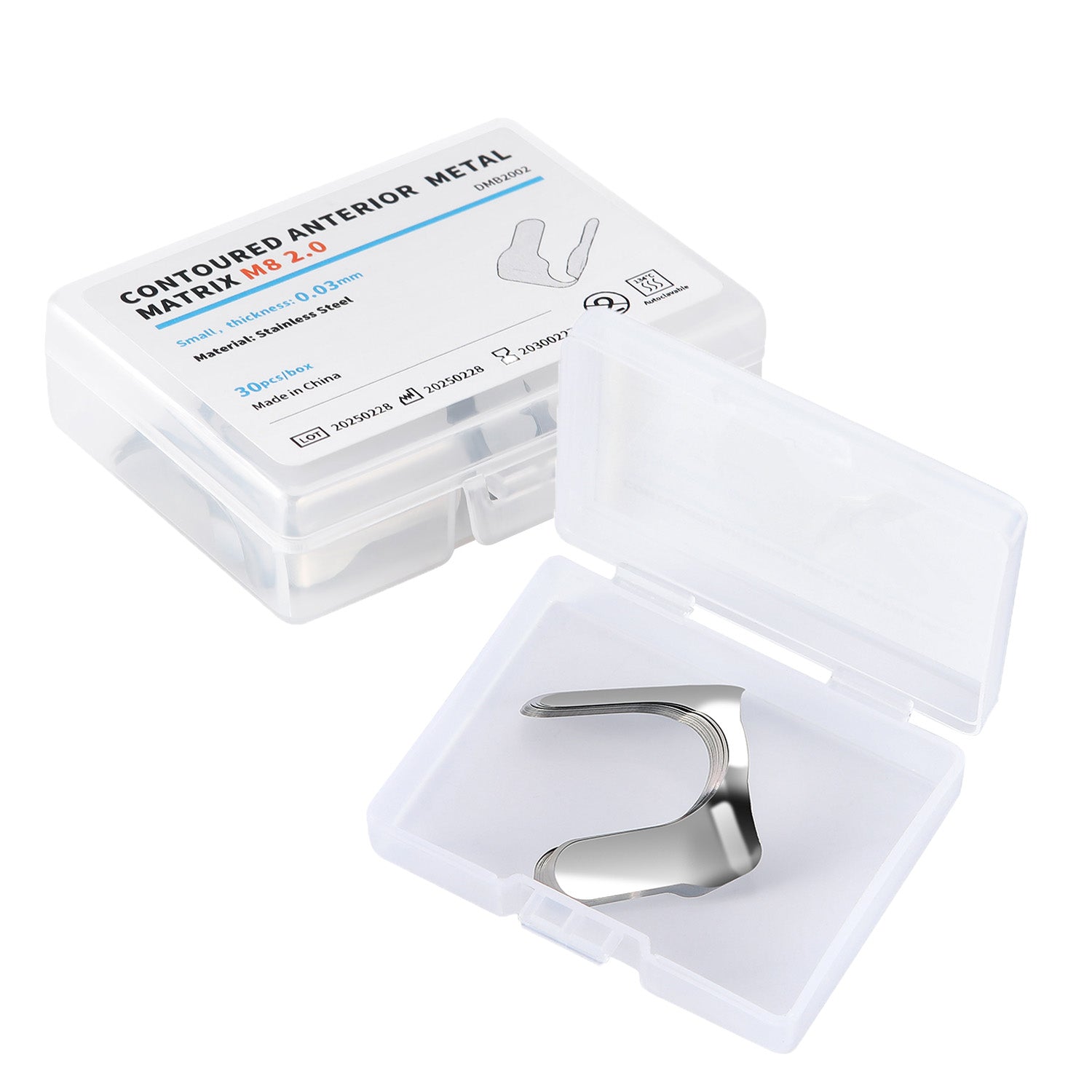 Dental Matrix Contoured Anterior Metal Matrix Bands Sectional 0.03mm S/M 30pcs/Box - azdentall.com