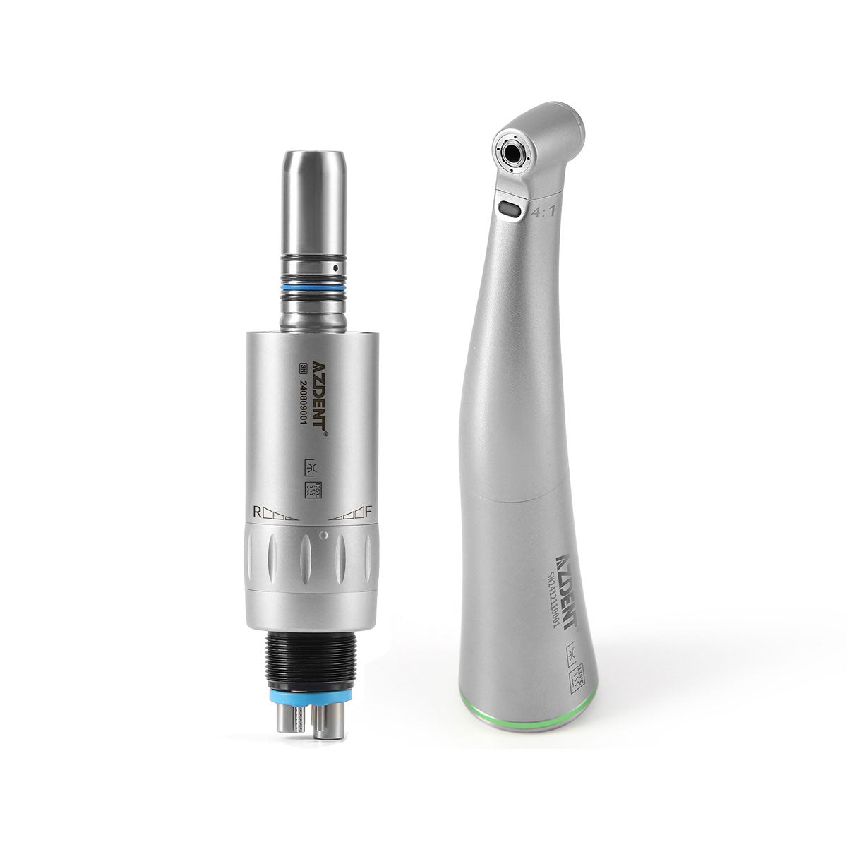 AZDENT Dental Mini 4:1 Contra Angle Fiber Optic Low Speed Handpiece & Mini Fiber Optic Air Motor 6 Hole - azdentall.com