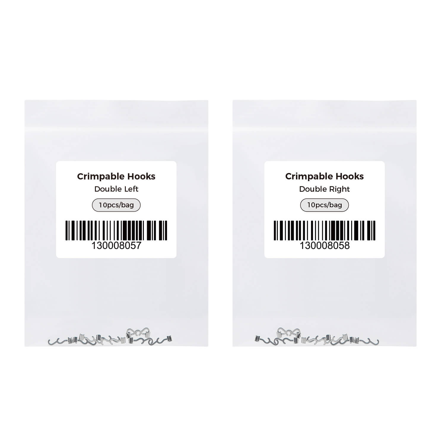 Dental Crimpable Hooks Double Long Left/ Right 7mm 10pcs/Bag - azdentall.com