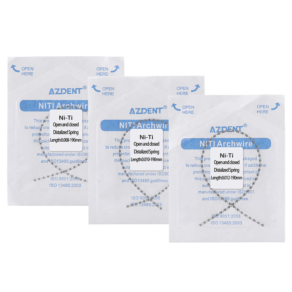 AZDENT Dental Orthodontic NI-TI Open and Closed Distalized Spring 190mm 0.008/0.010/0.012 1pc/Pack - azdentall.com