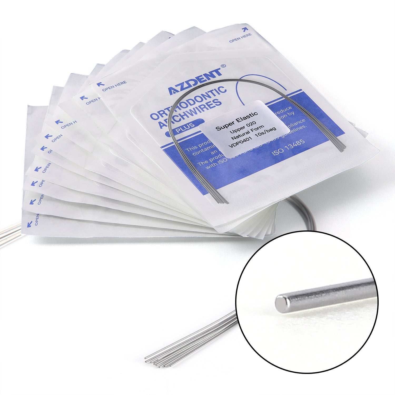 AZDENT PLUS Archwire Niti Super Elastic Natural Round Full Size 10pcs/Pack - azdentall.com