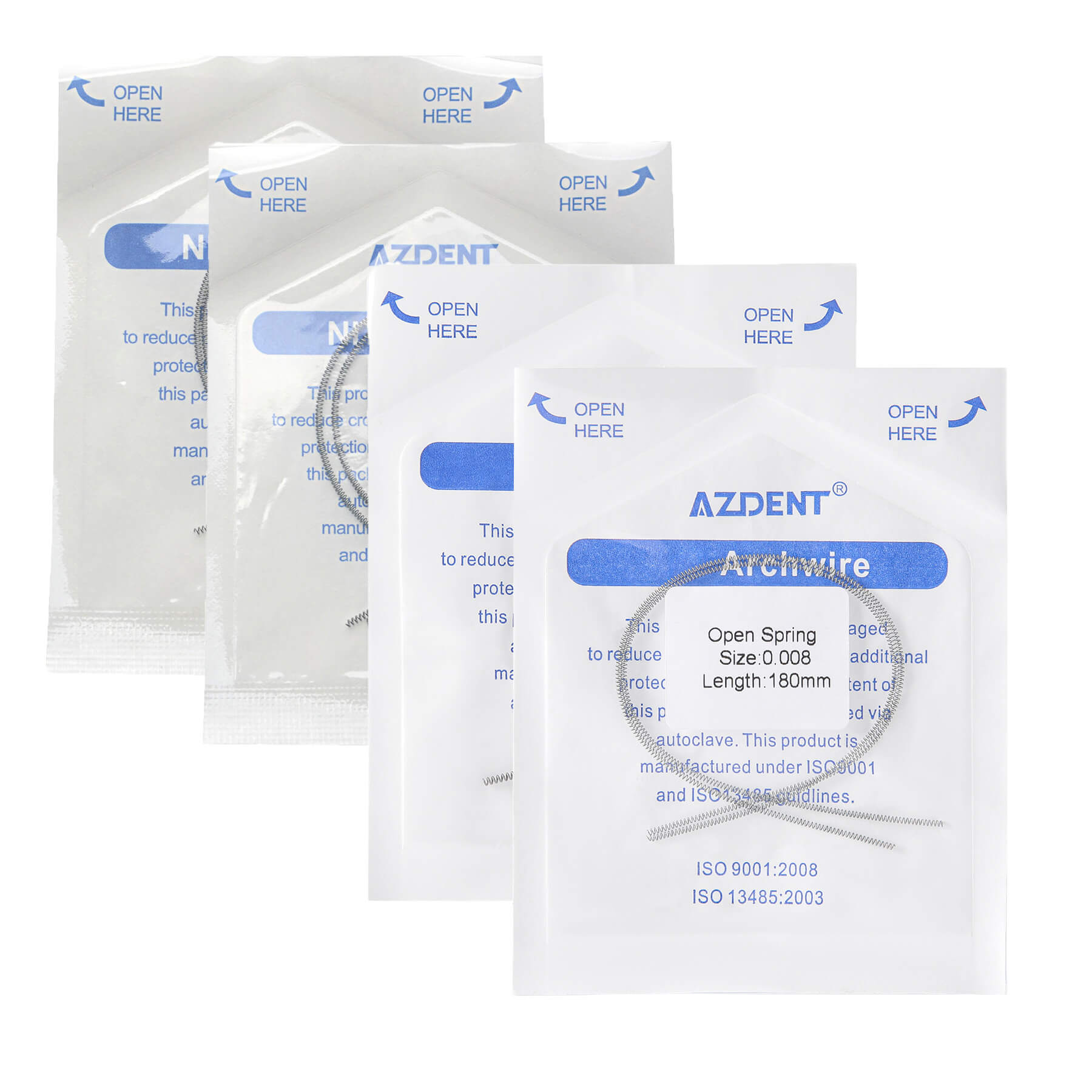 AZDENT Dental Open Coil Spring NITI Alloy 180mm 0.008/0.010/0.012/0.014 2pcs/Pk - azdentall.com