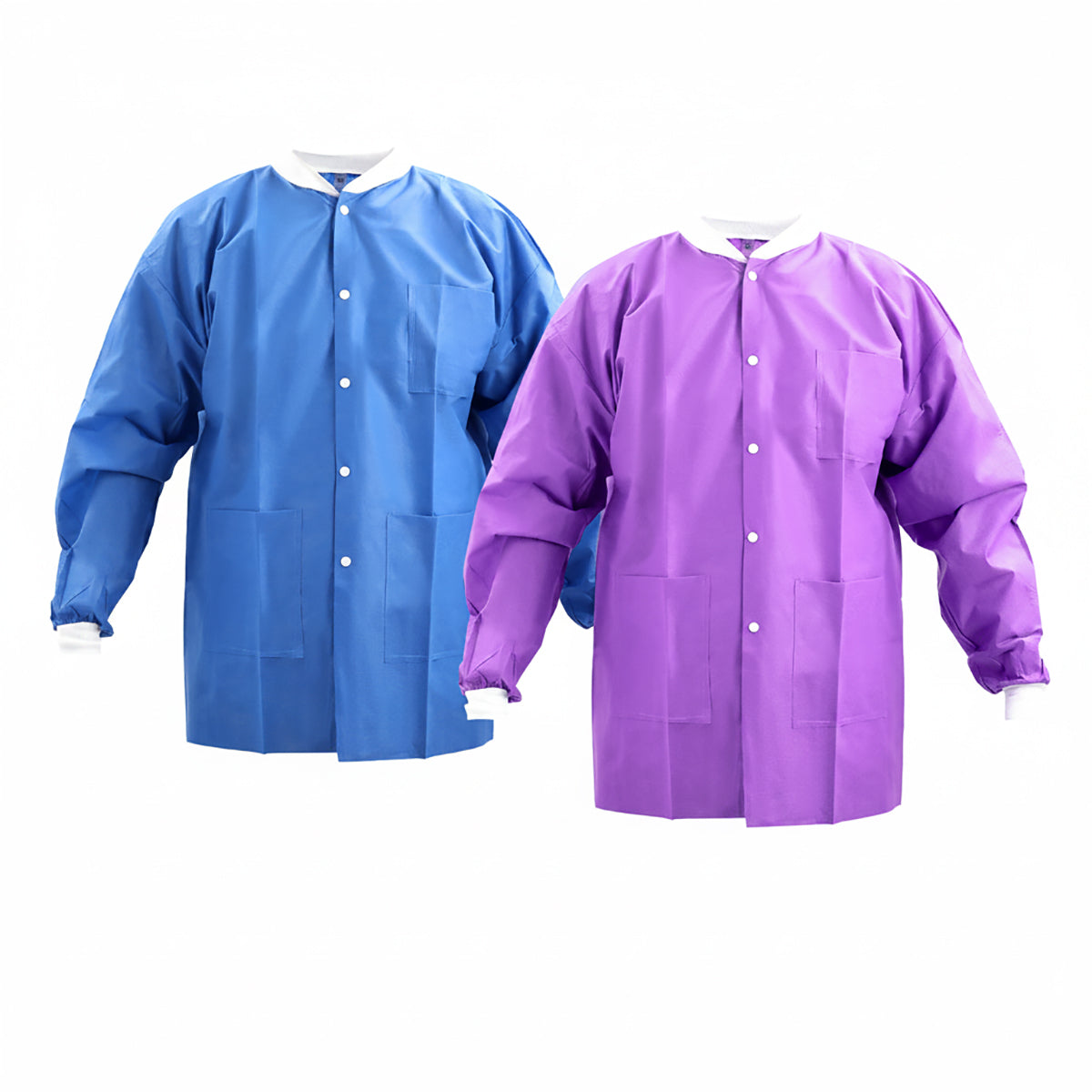 Disposable SMS Medical Lab Jackets with Knit Cuffs & Collar 3 Pocket S/M/L - azdentall.com