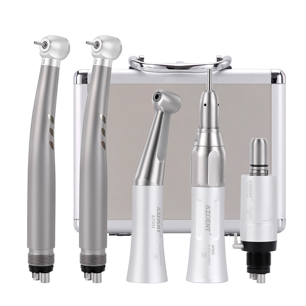 AZDENT Dental Stainless Body Shadowless LED E-generator High and Low Speed Handpiece 4 Holes - azdentall.com