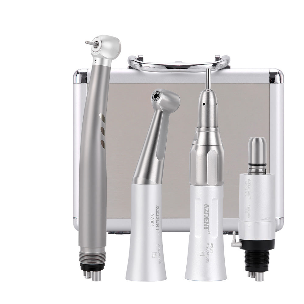 AZDENT Dental High and Low Speed Handpiece Kit Stainless Body Shadowless LED E-generator 4 Holes - azdentall.com