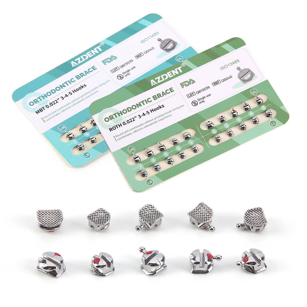 AZDENT Dental Orthodontic Q-type Metal Brackets Roth/MBT .022 Hooks On 345 20pcs/Pack - azdentall.com