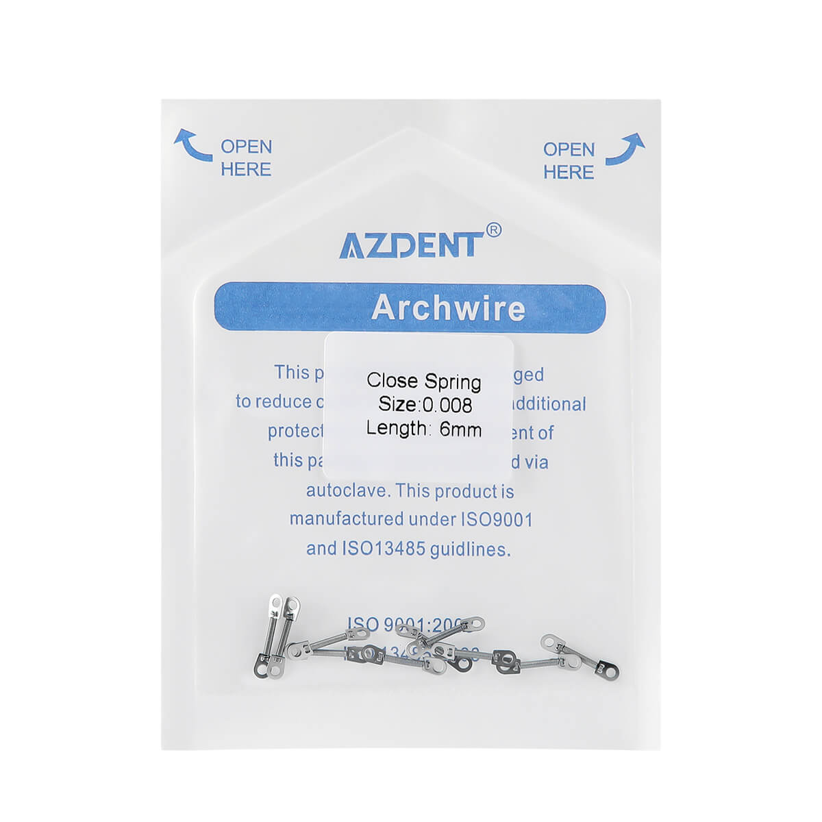 AZDENT Dental Orthodontic Accessory Closed Coil Spring 0.008 6mm 10pcs/Bag - azdentall.com