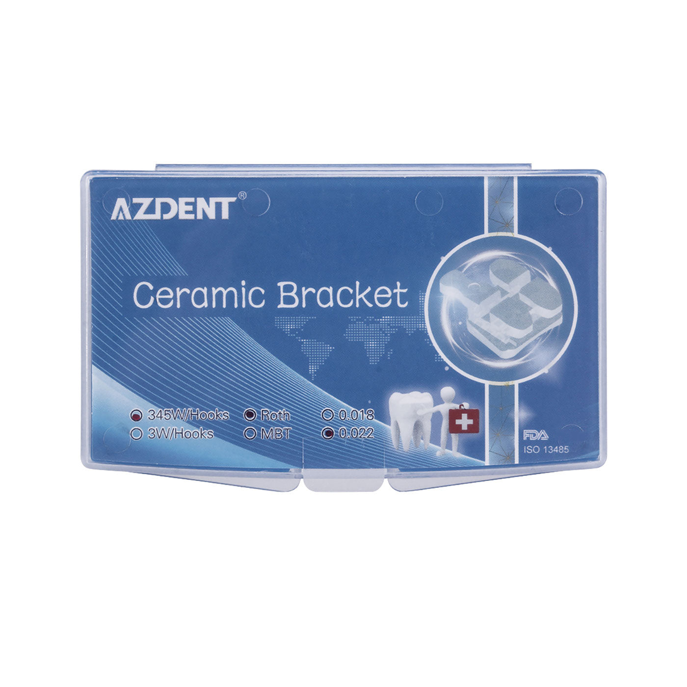 AZDENT Dental Orthodontic Ceramic Bracket Braces Roth 0.022 Hooks On 345 20pcs/Box - azdentall.com