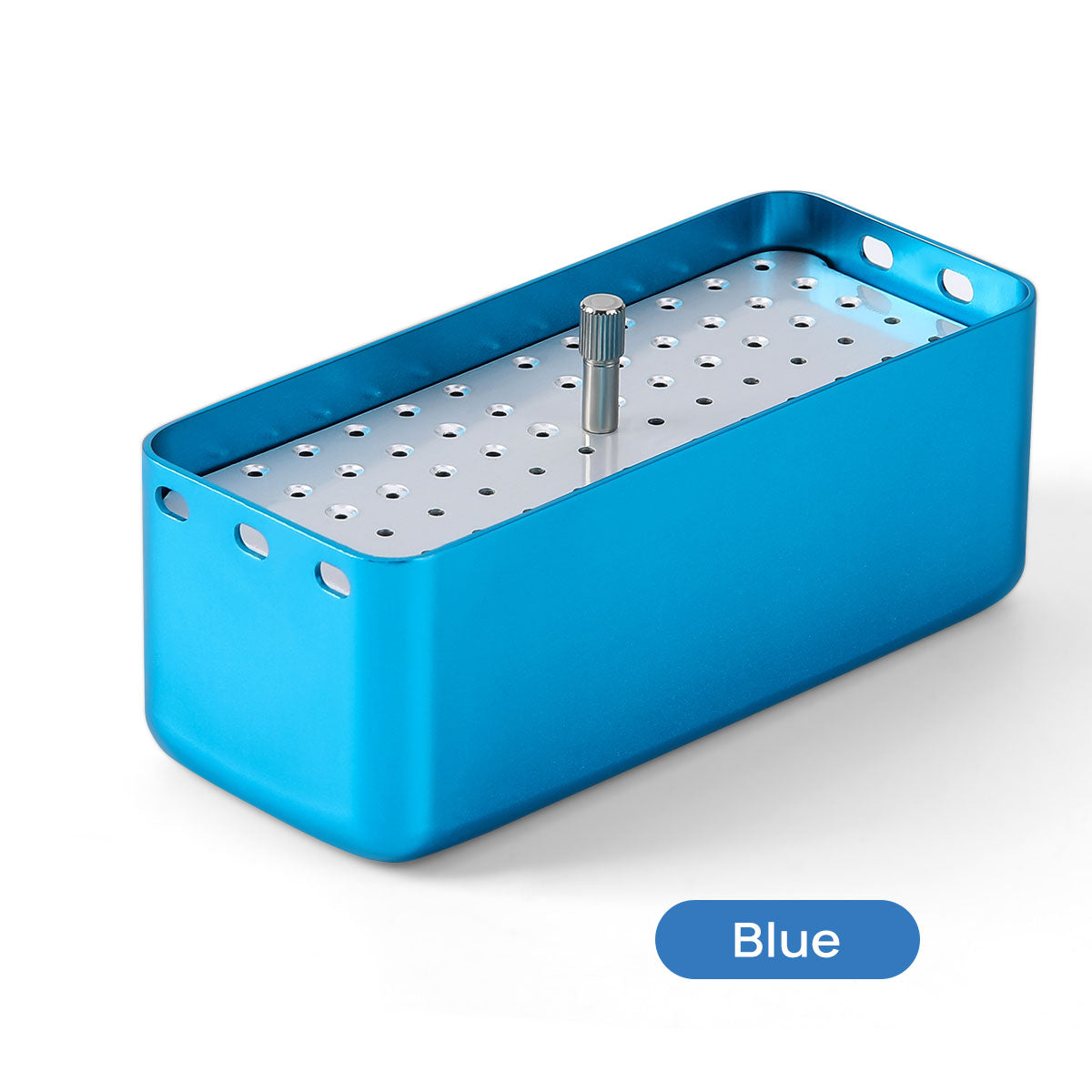 Dental Disinfection Box Holder Aluminum 72 Holes for FG 1.6mm Burs Files Polishers Blue - azdentall.com