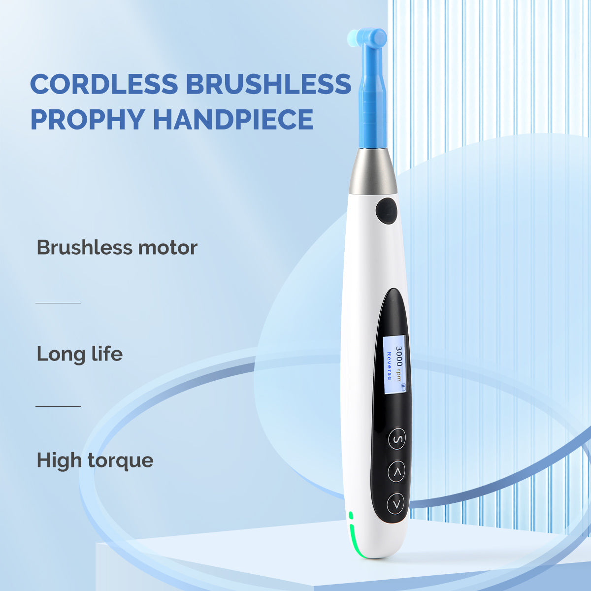 Dental Cordless Brushless Hygiene Prophy Handpiece 10 Speed Settings Prophy Angle 360° Rotating - azdentall.com