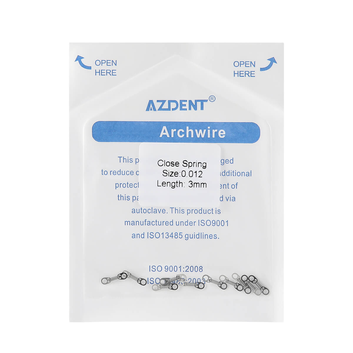 AZDENT Dental Orthodontic Accessory Closed Coil Spring 0.012 3mm 10pcs/Bag - azdentall.com