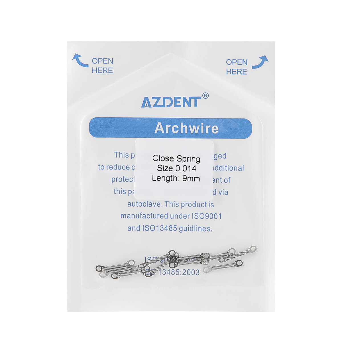 AZDENT Dental Orthodontic Accessory Closed Coil Spring 0.014 9mm 10pcs/Bag - azdentall.com