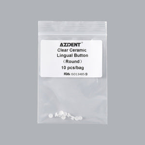 AZDENT Dental Lingual Button Bondable Composite Clear Ceramic Round/Rectangular Base 10Pcs/Bag - azdentall.com
