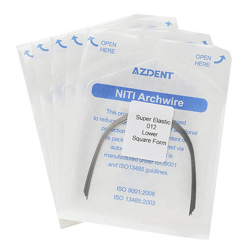 AZDENT Dental Orthodontic Archwires NiTi Super Elastic Square Round Full Size 10pcs/Pack - azdentall.com