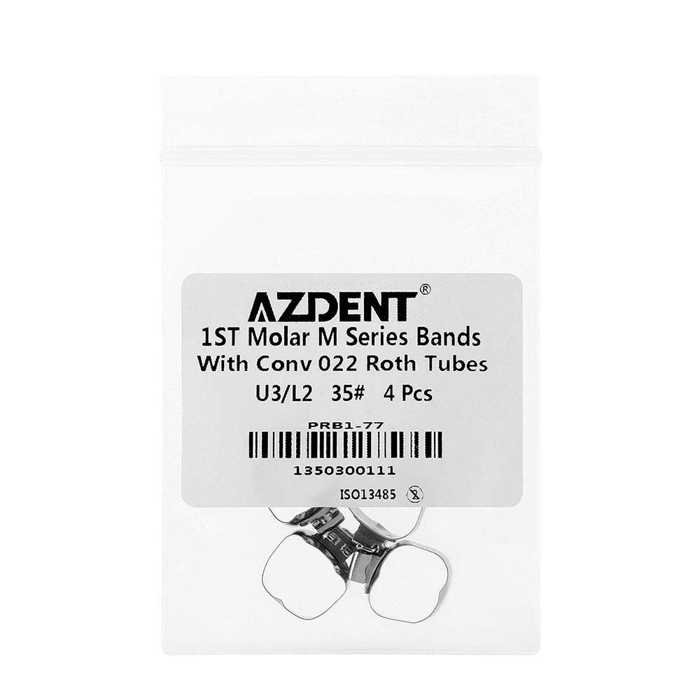 AZDENT Dental Orthodontic Buccal Tube Band 1st #35 Roth .022 U3/L2 4pcs/Kit