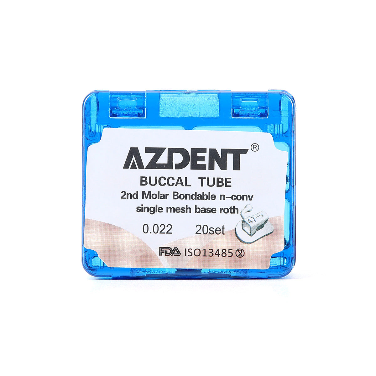 AZDENT Buccal Tube 2nd Molar Bondable Split Non-Convertible Roth 0.022 20Sets/Box - azdentall.com