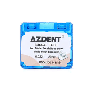 AZDENT Buccal Tube 2nd Molar Bondable Split Non-Convertible Roth 0.022 20Sets/Box - azdentall.com