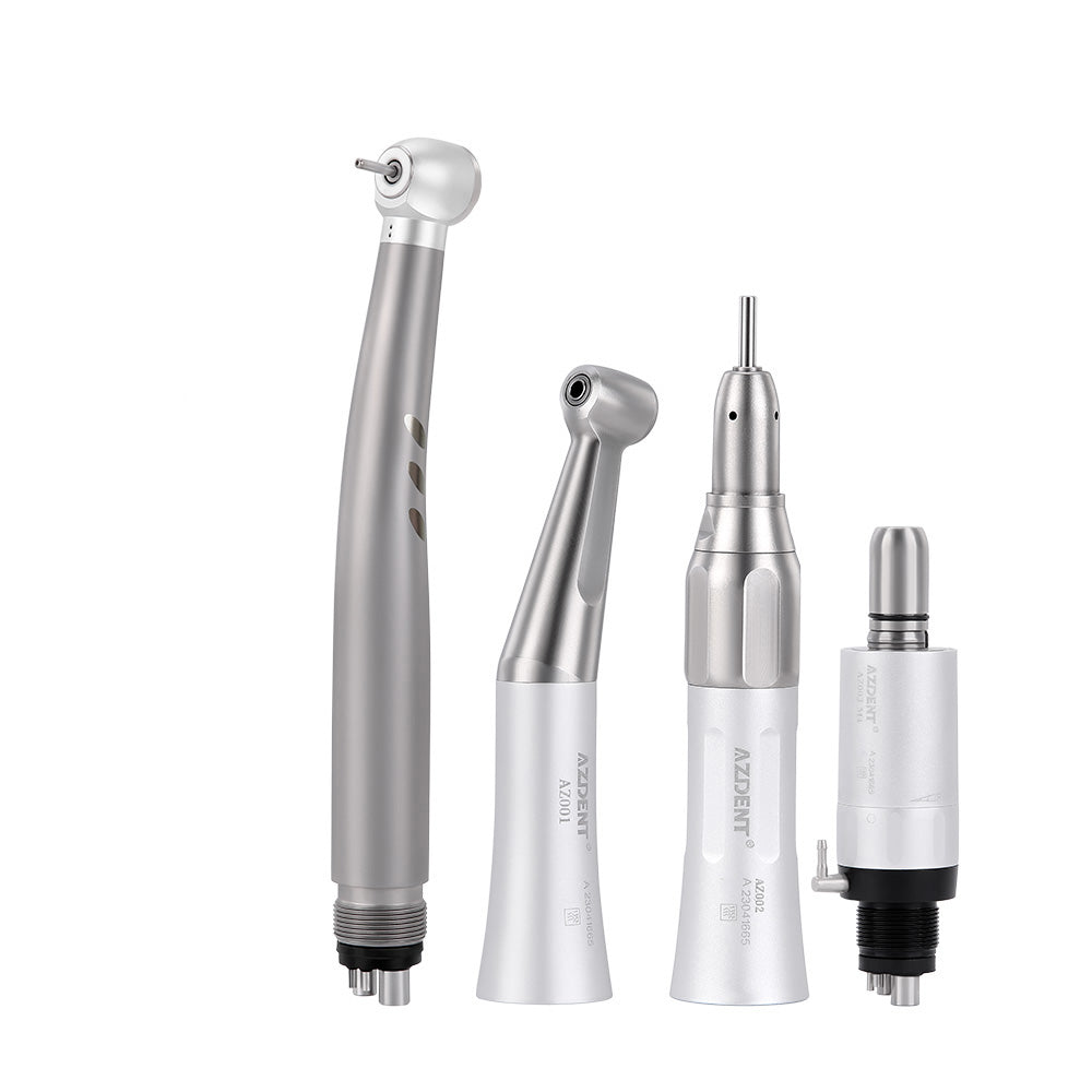 AZDENT Dental High and Low Speed Handpiece Kit Stainless Body Shadowless LED E-generator 4 Holes - azdentall.com