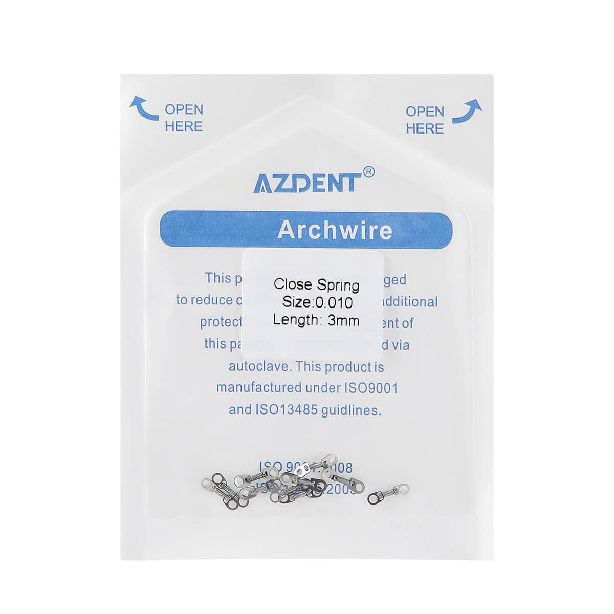 AZDENT Dental Orthodontic Accessory Closed Coil Spring 0.010 3mm 10pcs/Bag - azdentall.com