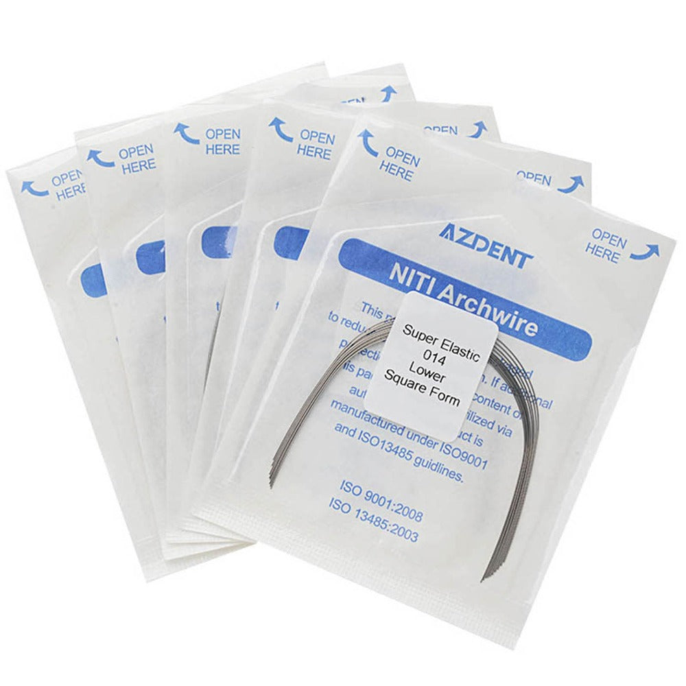 AZDENT Dental Orthodontic Archwires NiTi Super Elastic Square Round Full Size 10pcs/Pack - azdentall.com