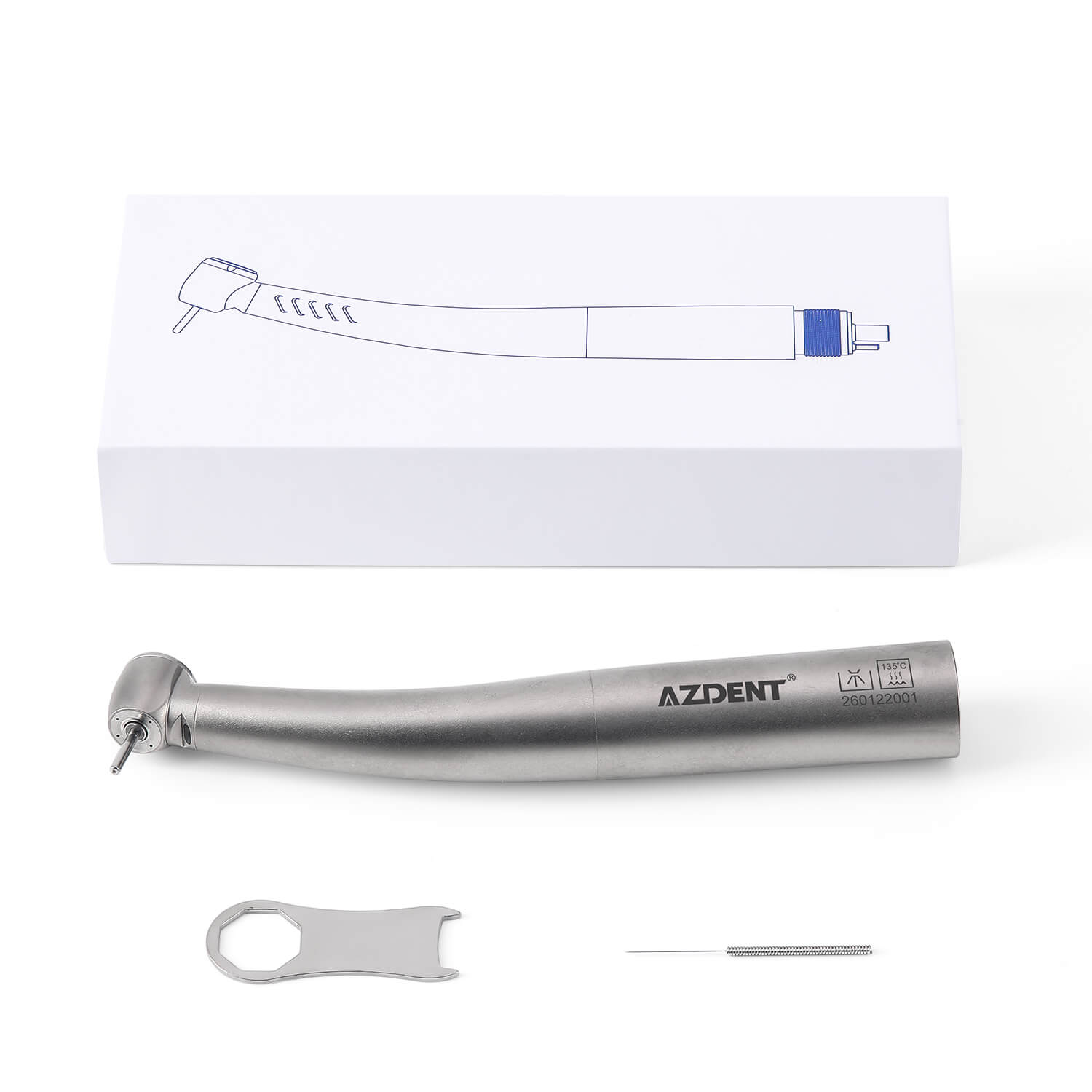 Dental LED Fiber Optic High Speed Handpiece Titanium Standard Head Push Button Four Water Spray / 4 or 6 Holes Quick Coupler - azdentall.com