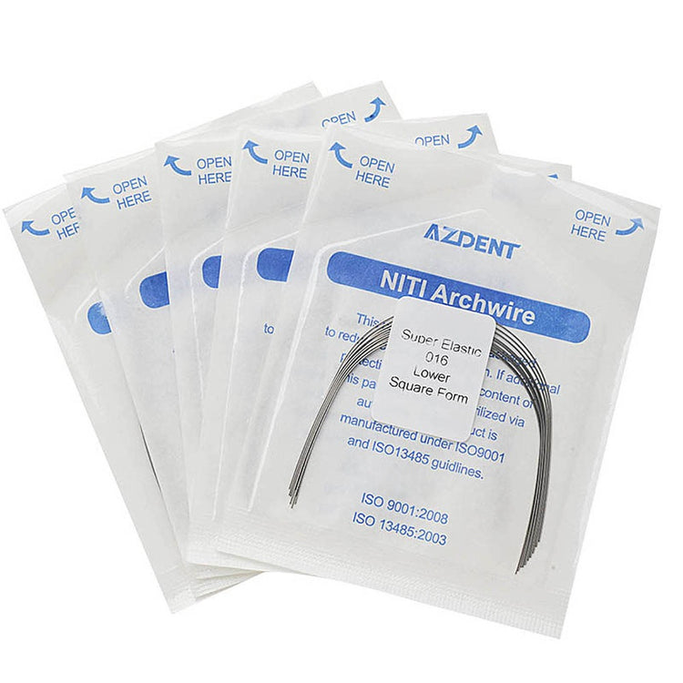 AZDENT Dental Orthodontic Archwires NiTi Super Elastic Square Round Full Size 10pcs/Pack - azdentall.com