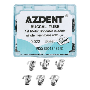 AZDENT Buccal Tube 1st Molar Bondable Split Non-Convertible Roth 0.022 (UR UL LL LR) - azdentall.com