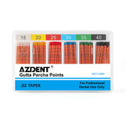 AZDENT Gutta Percha Points With Scale #15-40 Taper Size 0.02 Color Coded 120/Box - azdentall.com