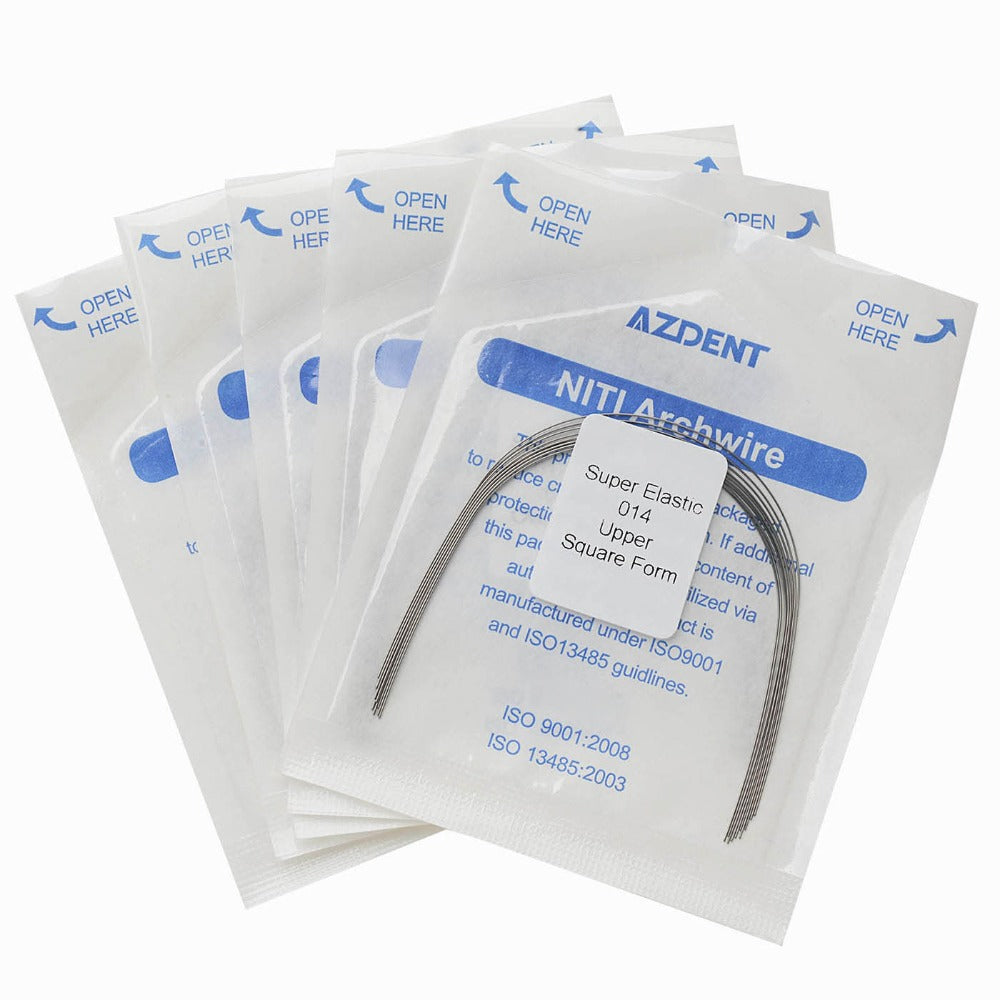 AZDENT Dental Orthodontic Archwire NiTi Super Elastic Square Form Round 0.014 Upper 10pcs/Pack - azdentall.com