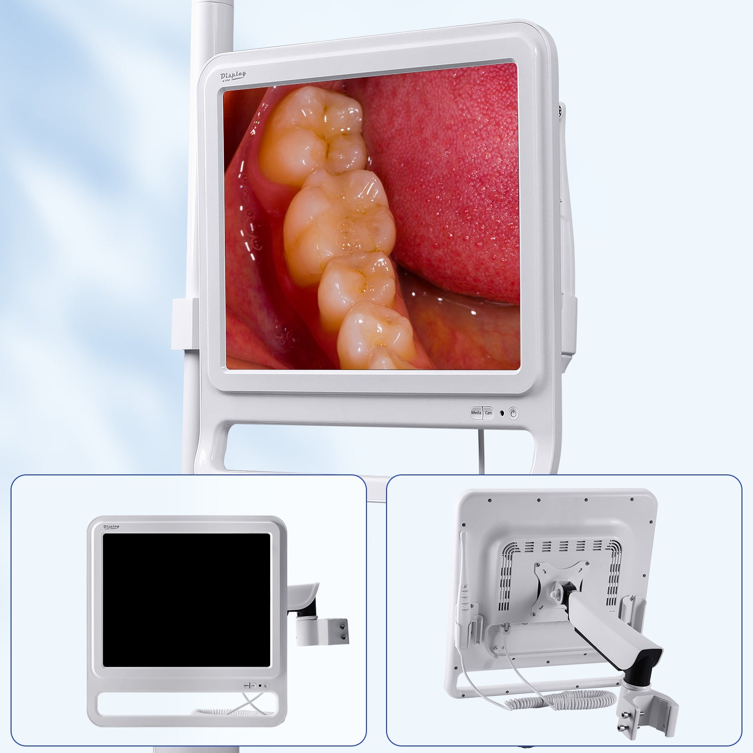 Dental 17 Inch Monitor Intraoral Camera With Adjustable Stand Multiple AV Input Ports Wi-Fi QR Transfer Single/Quad Display - azdentall.com