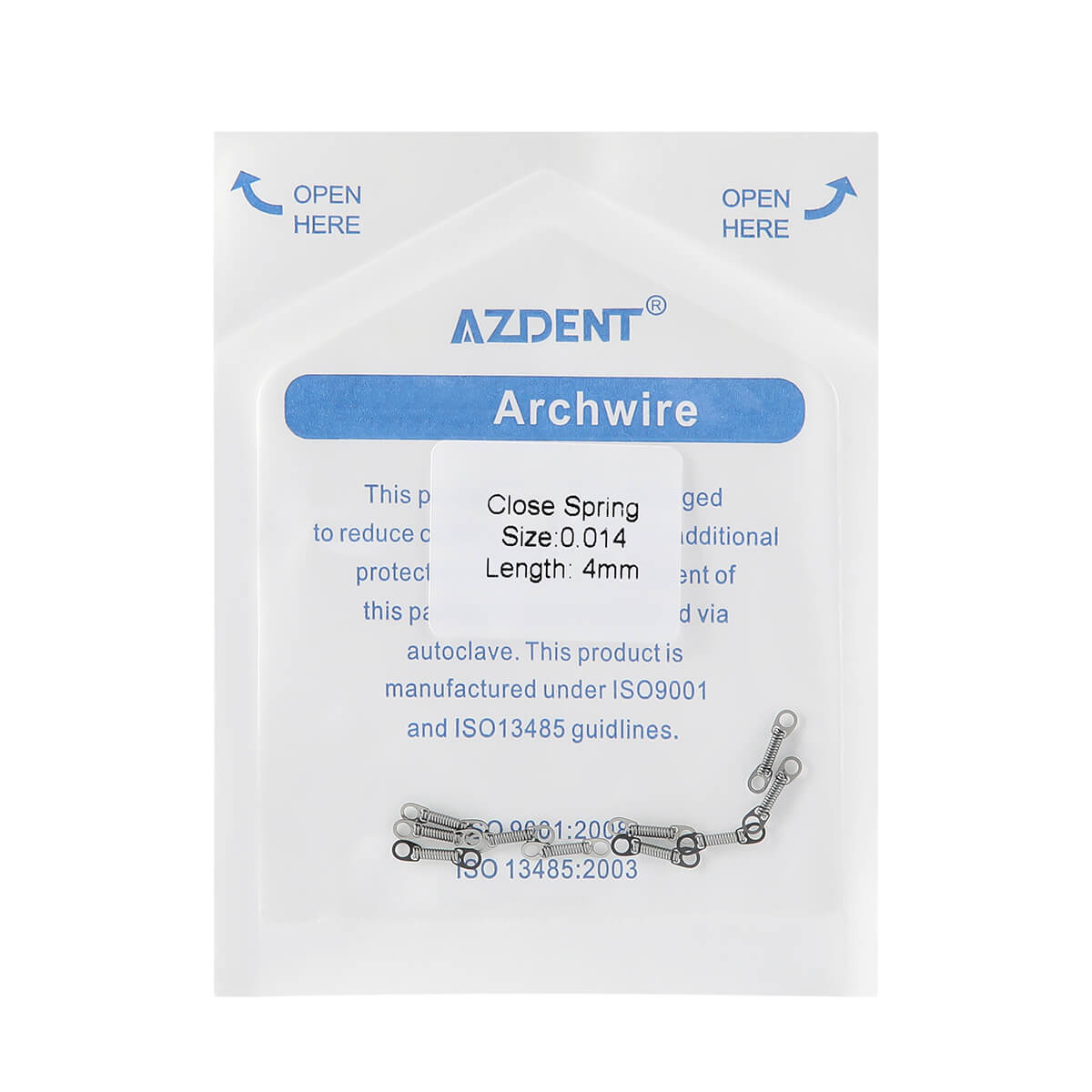 AZDENT Dental Orthodontic Accessory Closed Coil Spring 0.014 4mm 10pcs/Bag - azdentall.com