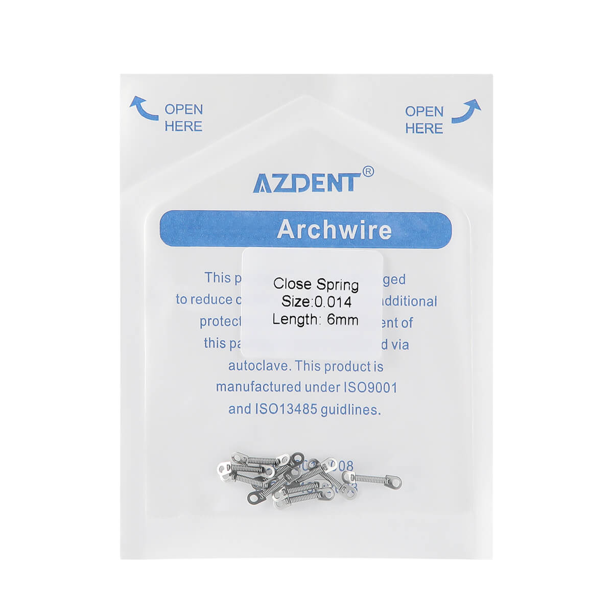 AZDENT Dental Orthodontic Accessory Closed Coil Spring 0.014 6mm 10pcs/Bag - azdentall.com