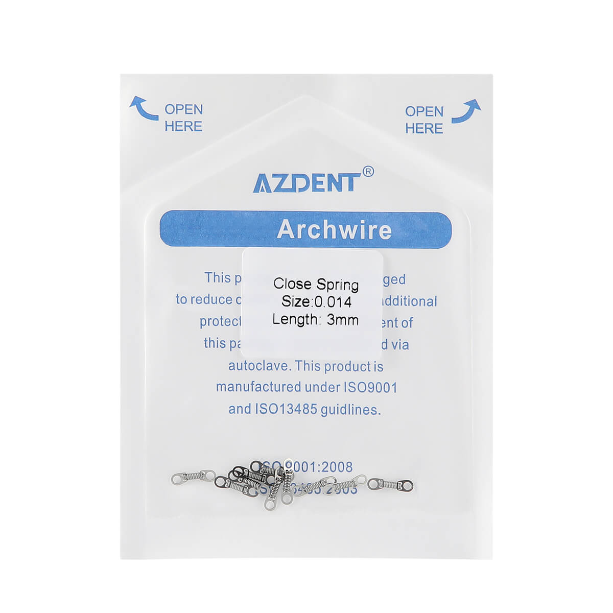 AZDENT Dental Orthodontic Accessory Closed Coil Spring 0.014 3mm 10pcs/Bag - azdentall.com