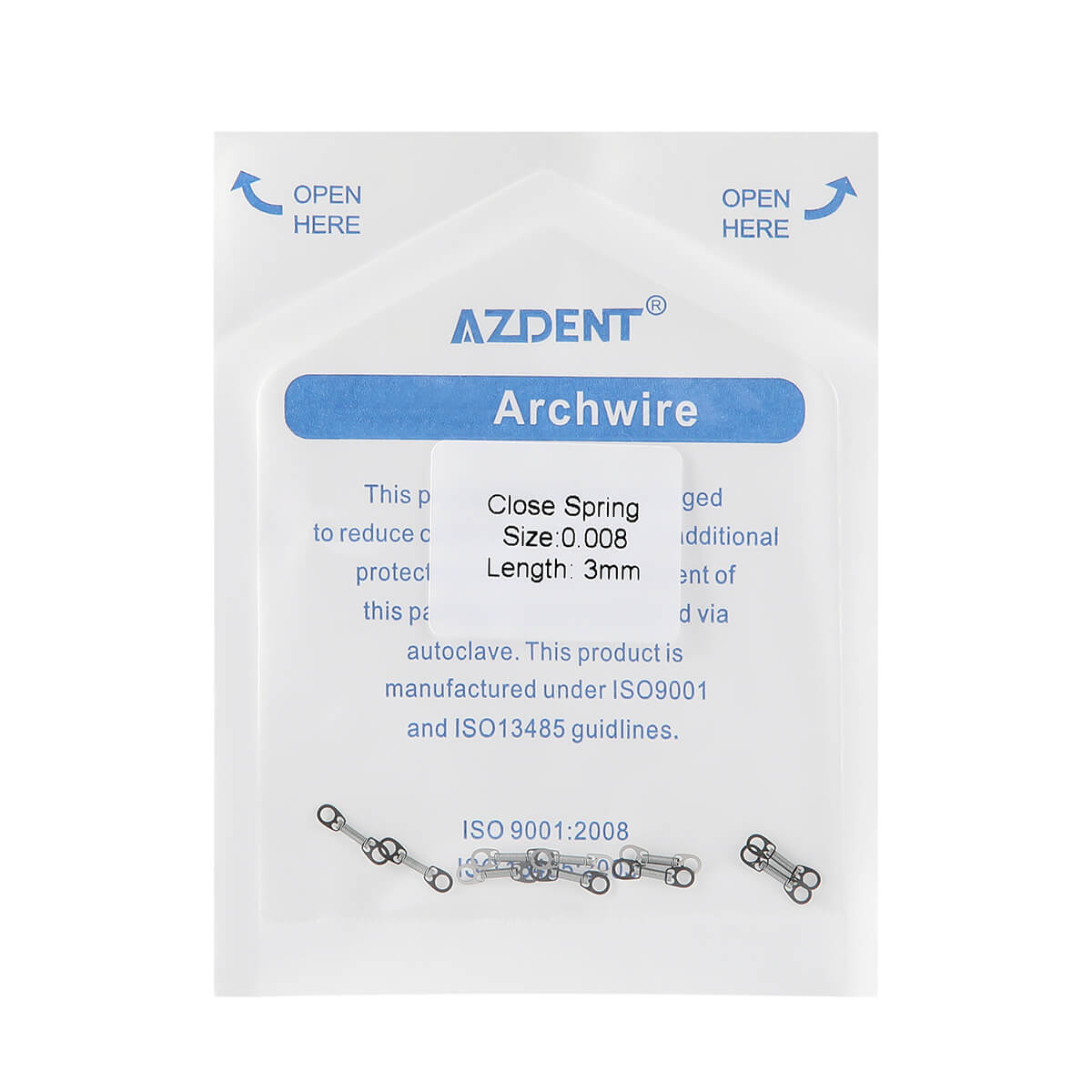 AZDENT Dental Orthodontic Accessory Closed Coil Spring 0.008 3mm 10pcs/Bag - azdentall.com