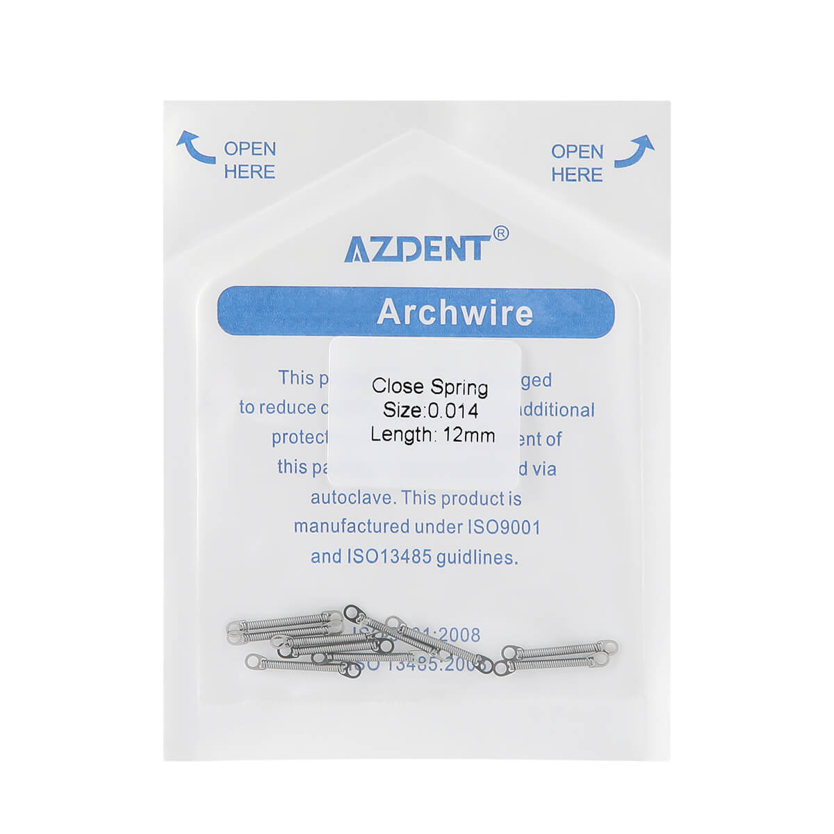AZDENT Dental Orthodontic Accessory Closed Coil Spring 0.014 12mm 10pcs/Bag - azdentall.com