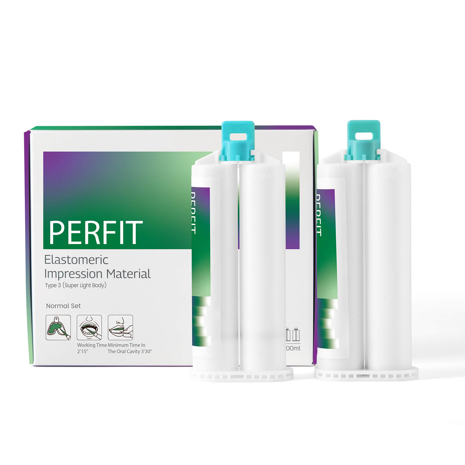 Dental Elastomeric Impression Material Type 3 Super Light Body Normal Set Cartridge 50ml*2 Dark Green - azdentall.com