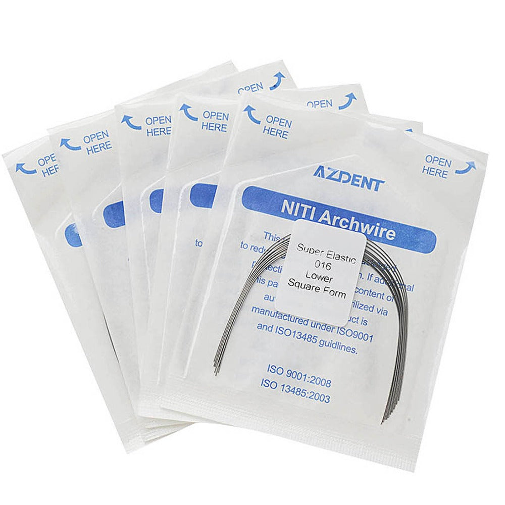 AZDENT Dental Orthodontic Arch Wire NiTi Super Elastic Square Form Round 0.016 Lower 10pcs/Pack - azdentall.com