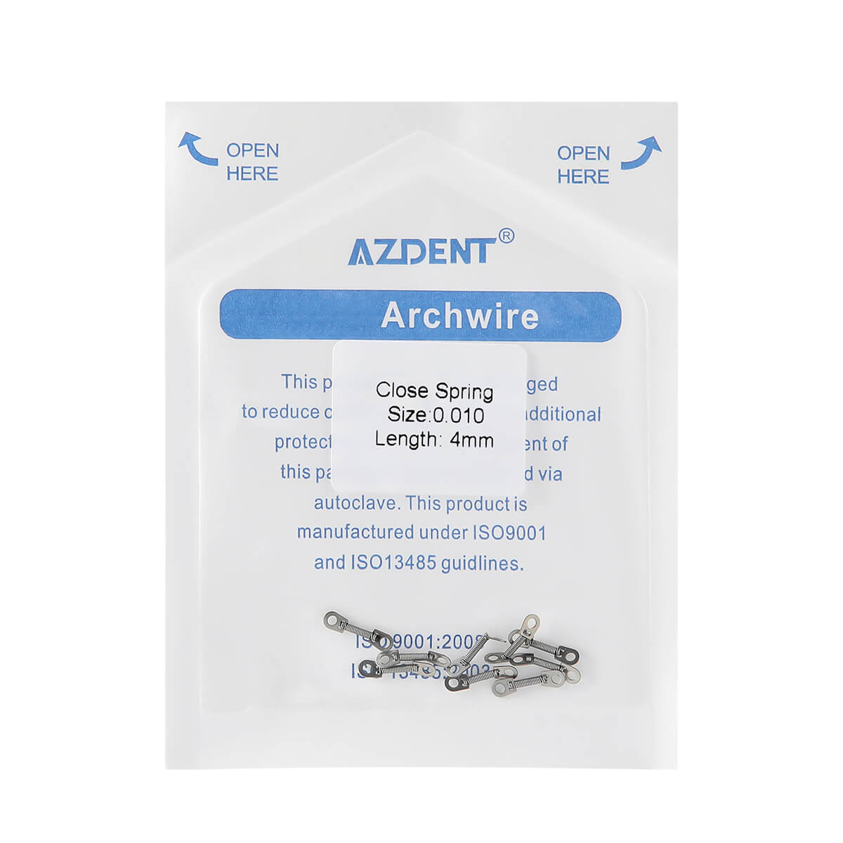 AZDENT Dental Orthodontic Accessory Closed Coil Spring 0.010 4mm 10pcs/Bag - azdentall.com