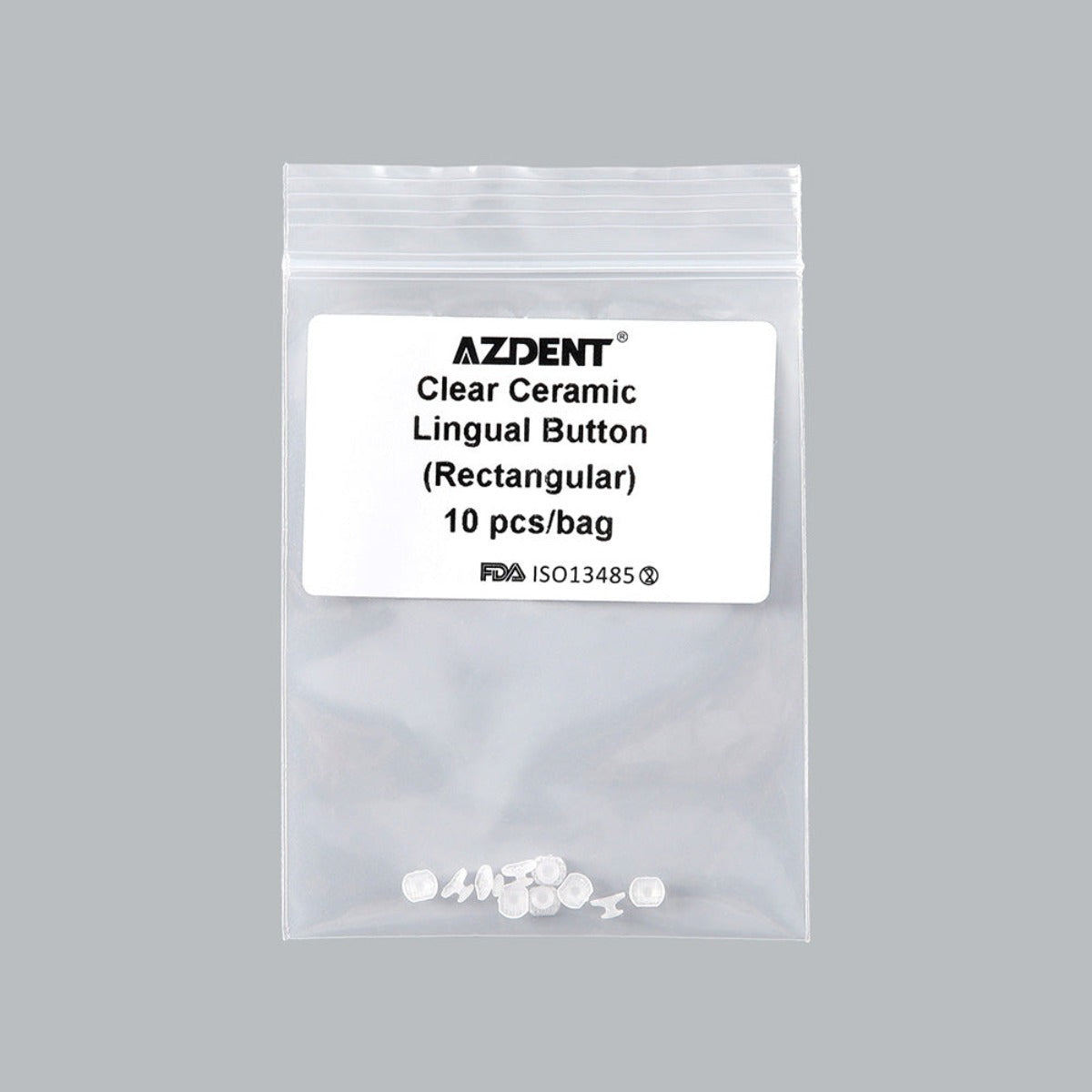 AZDENT Dental Lingual Button Bondable Composite Clear Ceramic Round/Rectangular Base 10Pcs/Bag - azdentall.com