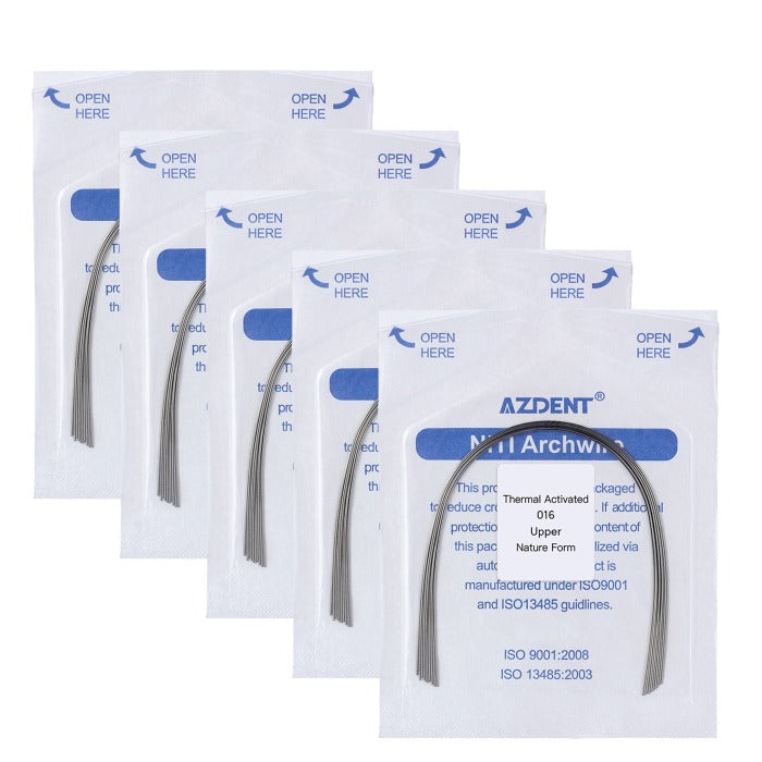 5 Packs AZDENT Thermal Active NiTi Archwire Natural Form Round 0.016 Upper 10pcs/Pack -azdentall.com